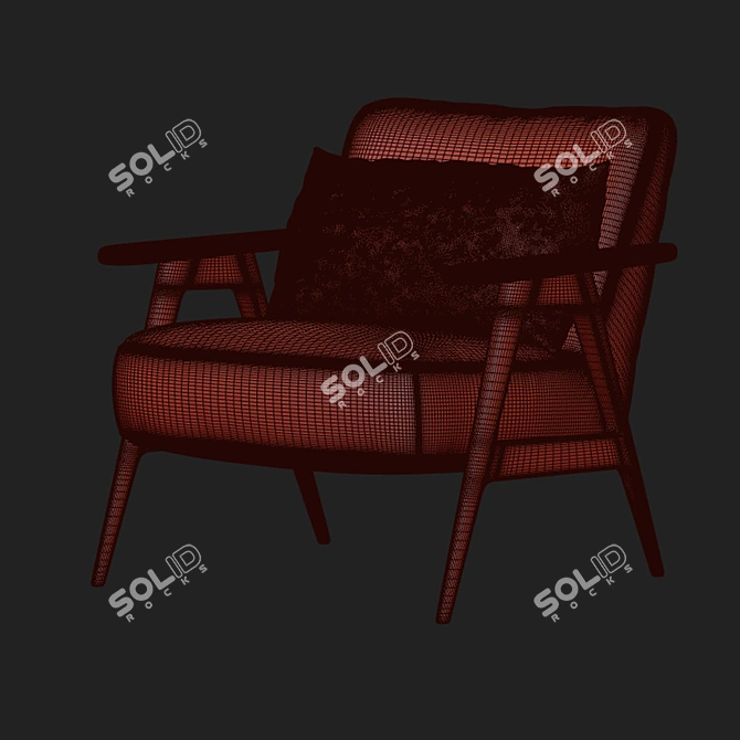 Cozy Velvet Armchair 3D model image 2