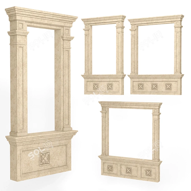 Classic Rectangular Window Frames: 4 Sizes 3D model image 1