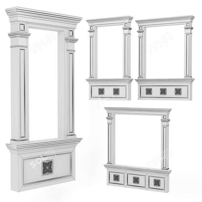 Classic Rectangular Window Frames: 4 Sizes 3D model image 4