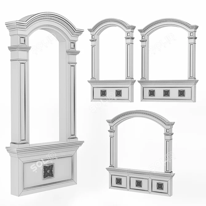 Elegant Arched Window Trims 3D model image 4