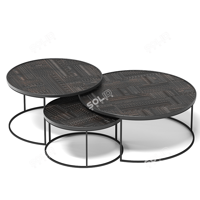 Tabwa Geometric Coffee Table Set by Ethnicraft 3D model image 1