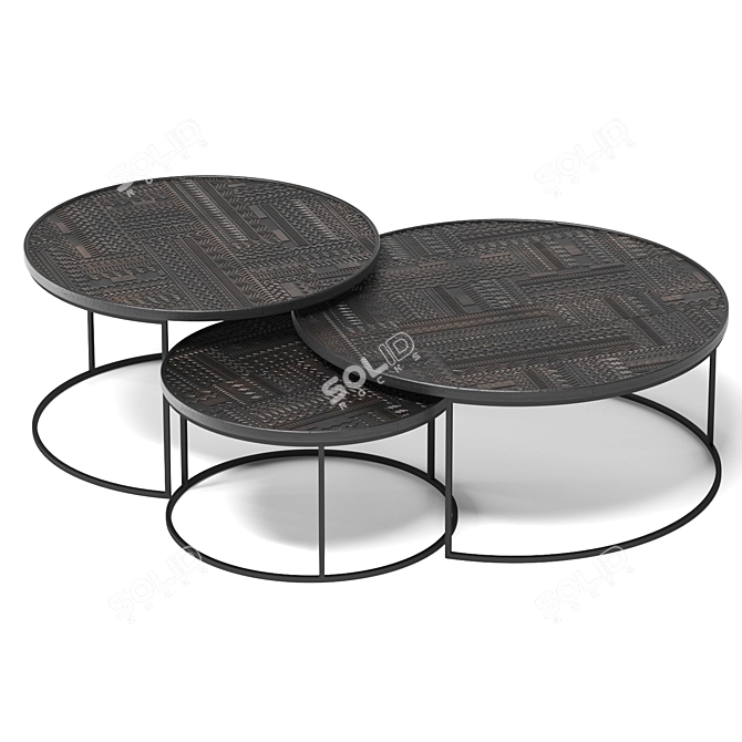 Tabwa Geometric Coffee Table Set by Ethnicraft 3D model image 4