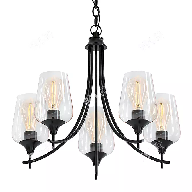 Elegant Black Crystal Ashley Chandelier 3D model image 1