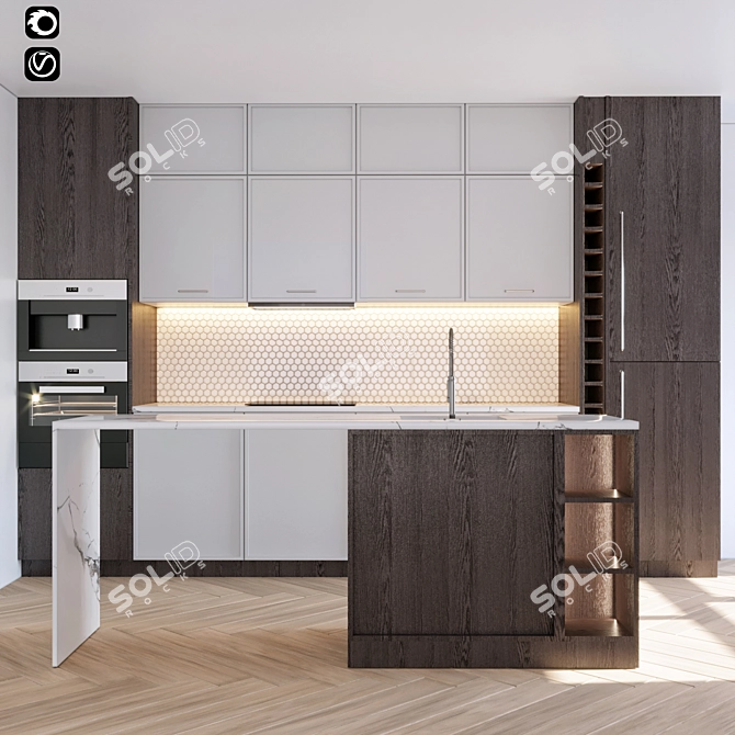 Spacious Kitchen Cabinetry Set 3D model image 1