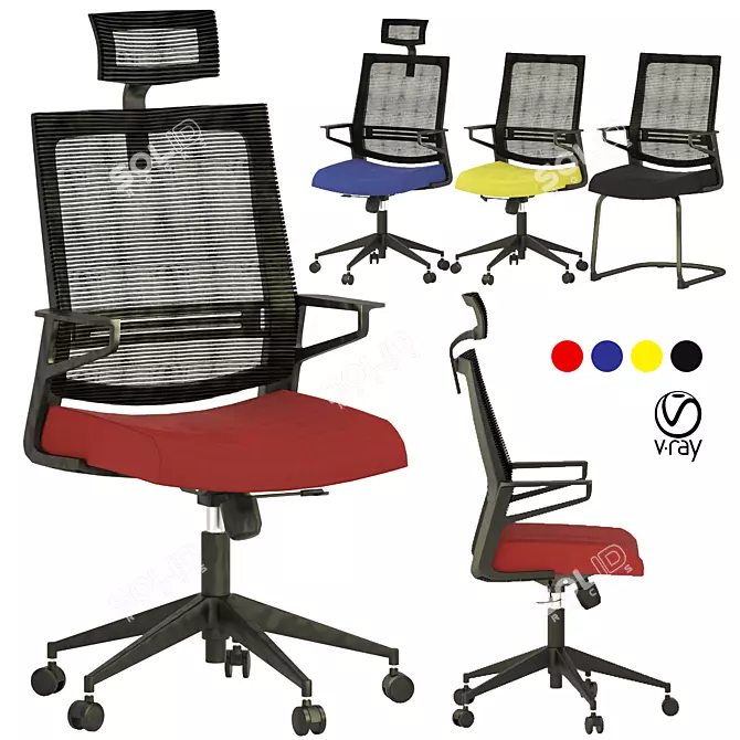 3D Office Chair Set: Stylish Designs 3D model image 1