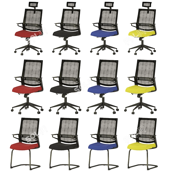 3D Office Chair Set: Stylish Designs 3D model image 3