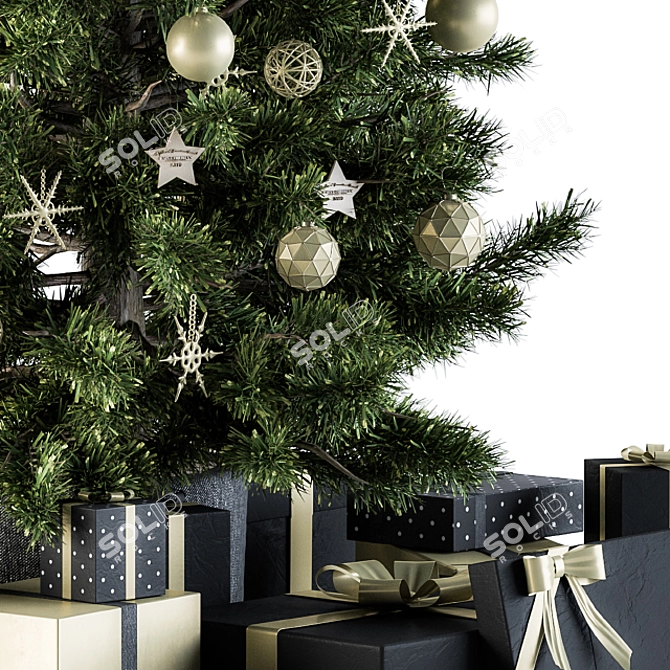 Christmas Green Tree with Gift 3D model image 2