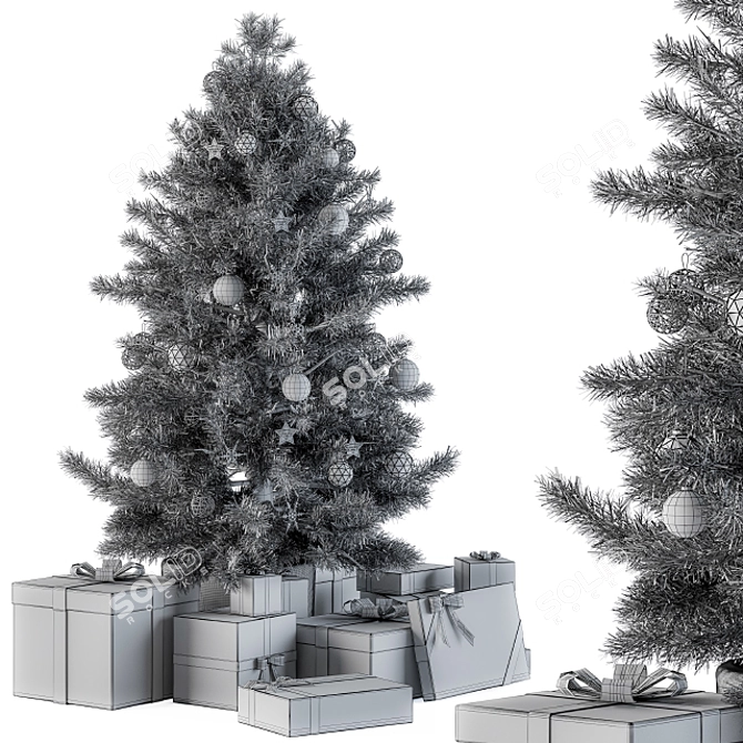 Christmas Green Tree with Gift 3D model image 5