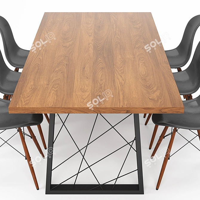 Modern Dining Table Set 3D model image 3