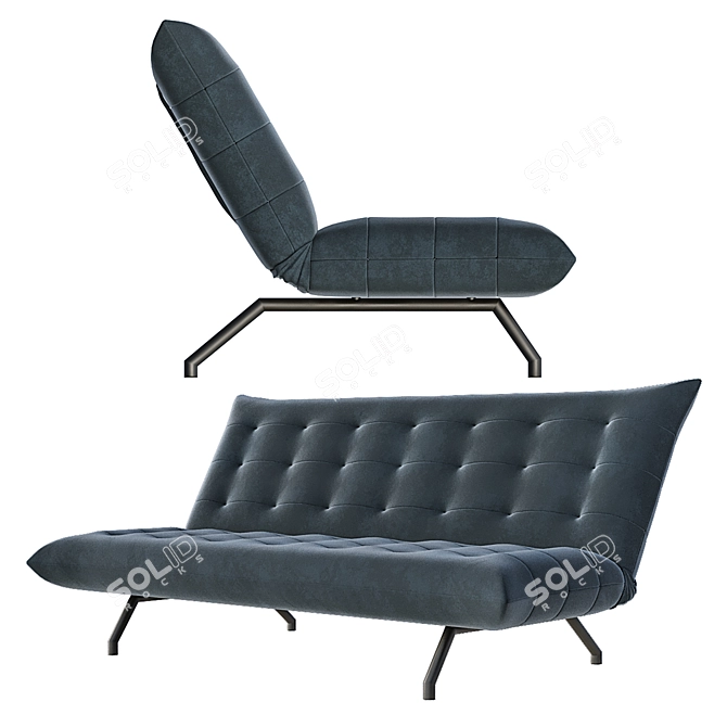 Versatile Sofa Bed with Meshsmooth Modifier 3D model image 2