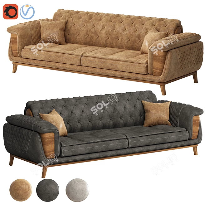 Star Triple Sofa | Modern Design, Comfortable 3D model image 1