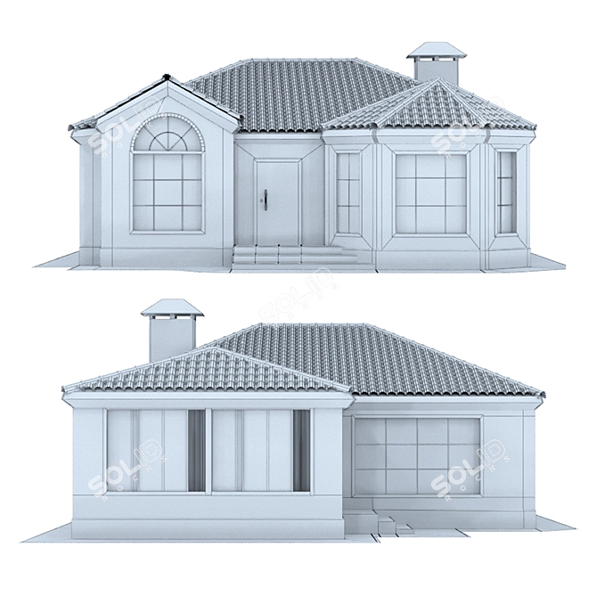 Brick House Model (18x11x5.5m) 3D model image 3