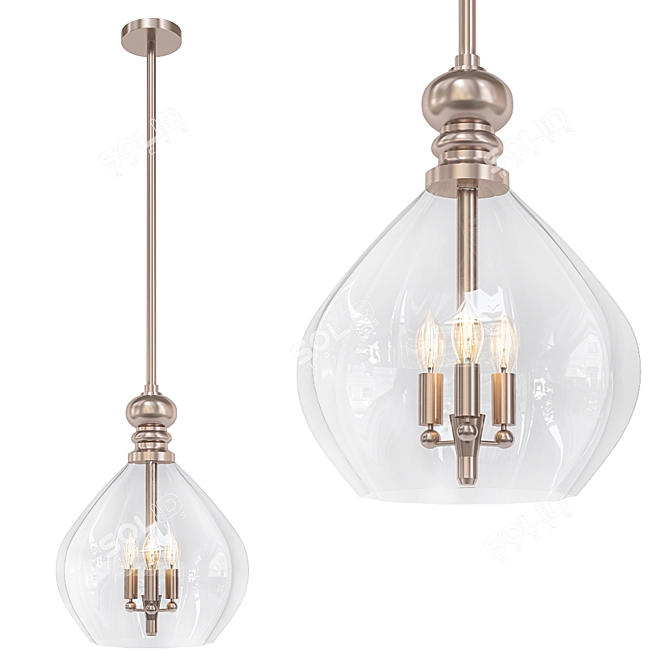 Houten 11 1/2"W Brushed Nickel Pendant 3D model image 1