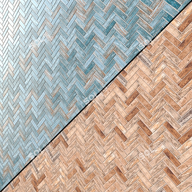 Inwood Herringbone Mosaic Tiles- 6 Stunning Colors! 3D model image 2