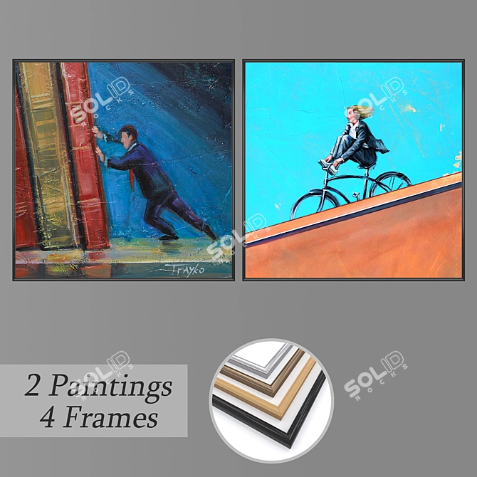 Modern Framed Wall Art Set 3D model image 1