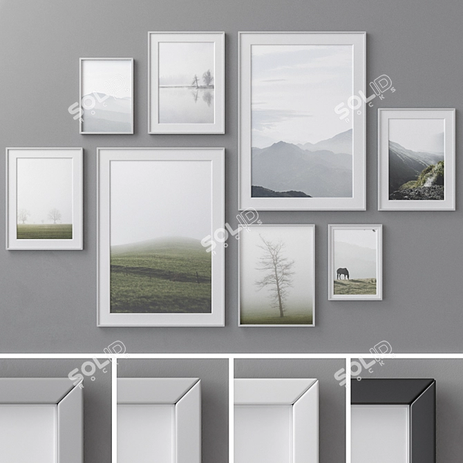 Modern Abstract Photo Frames Set 3D model image 1