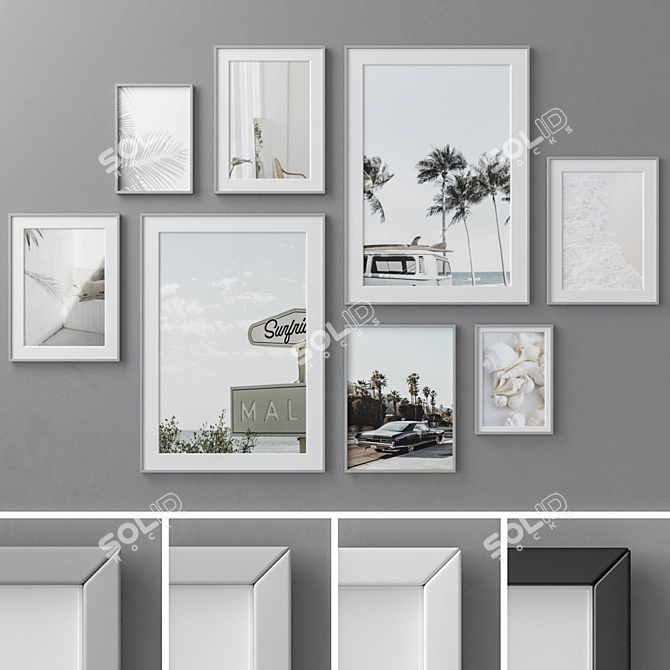 Abstract Modern Photo Frames Set 3D model image 1