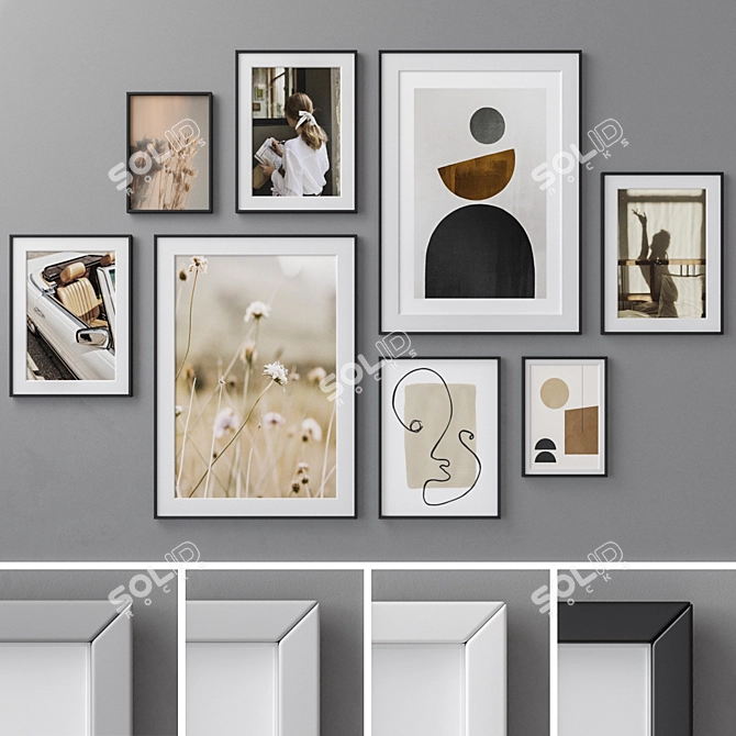 Modern Abstract Photo Frames Set 3D model image 1