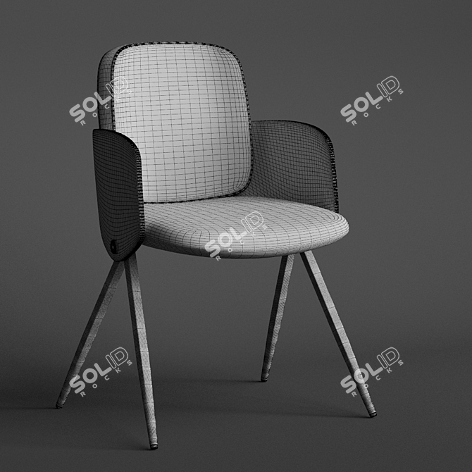 Stylish Isla Chair: Beige Polyester Upholstery, Steel Legs 3D model image 2