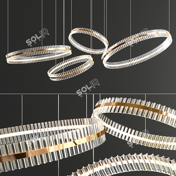 Elegant Saturno Chandelier - 3 Options 3D model image 2