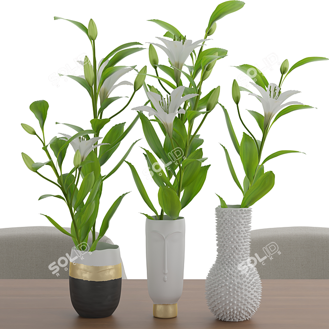 Elegant Lily Vase 3D model image 3