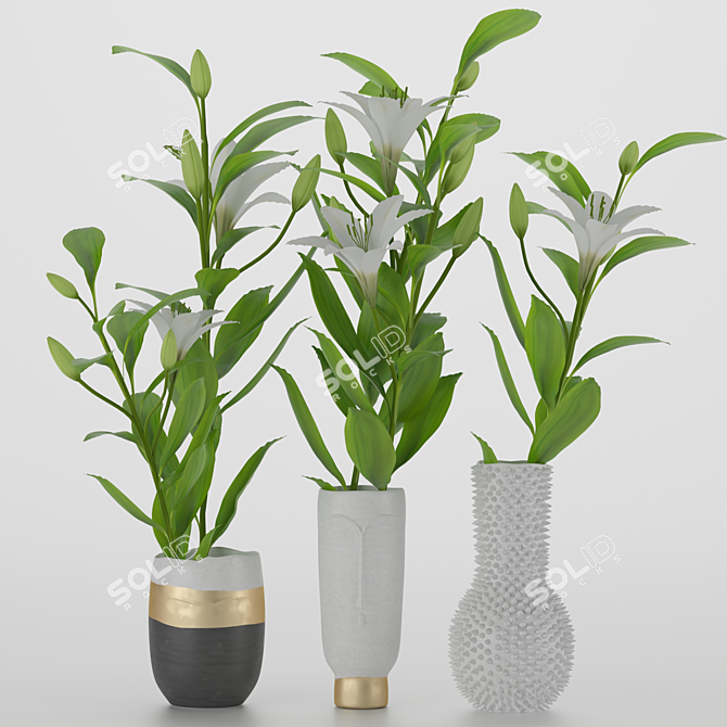 Elegant Lily Vase 3D model image 6