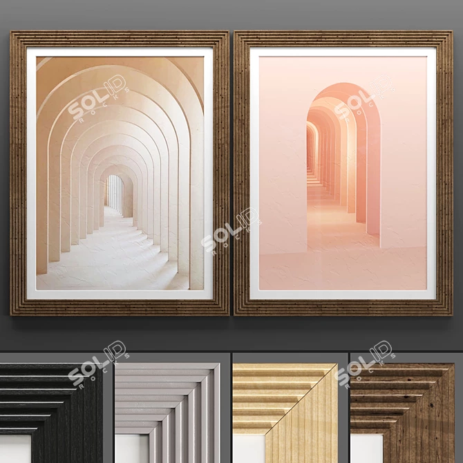 Modern Art Frame: 2 Frames, 4 Textures 3D model image 1
