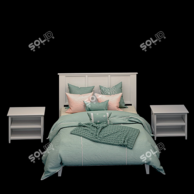 Atlantic Madison White Wood Queen Platform Bed 3D model image 2