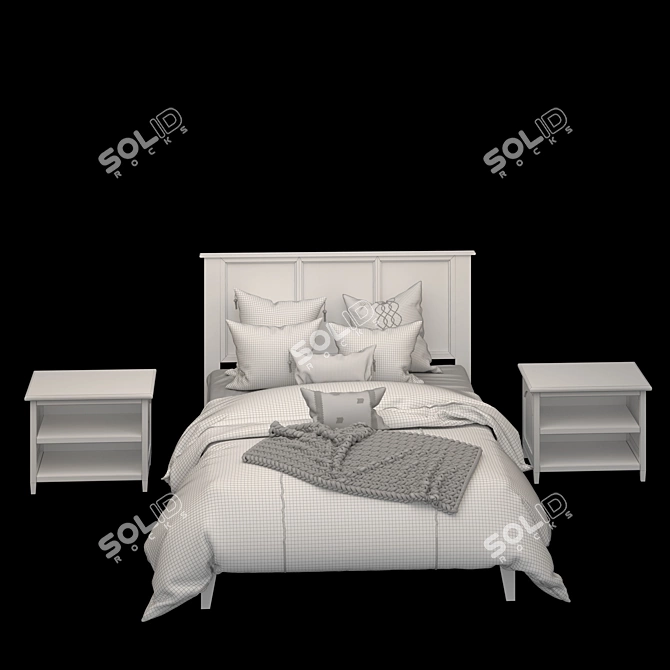 Atlantic Madison White Wood Queen Platform Bed 3D model image 4