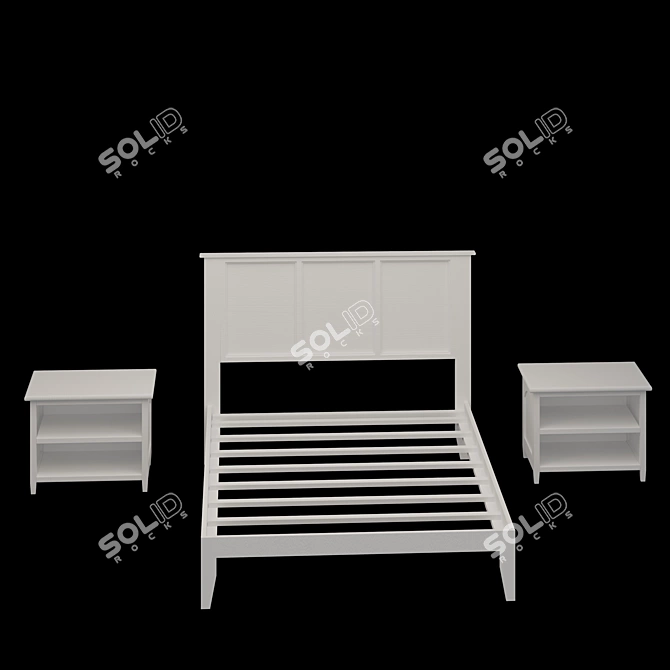 Atlantic Madison White Wood Queen Platform Bed 3D model image 5