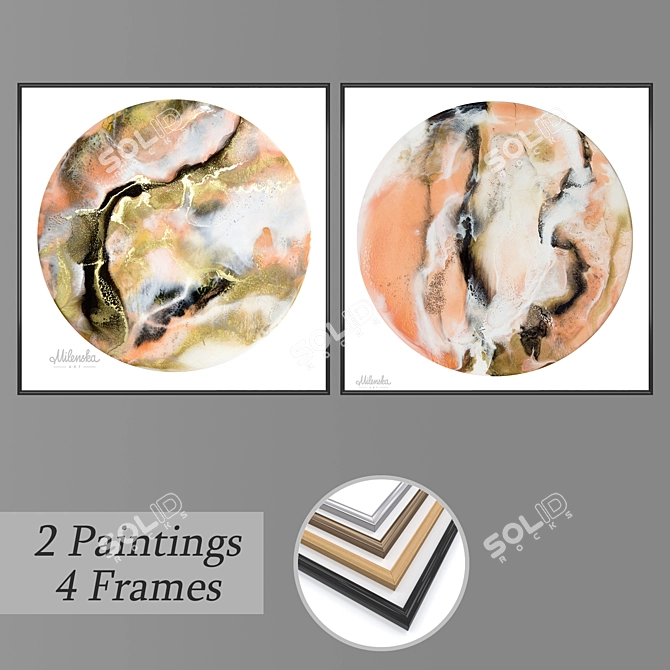 Versatile Set of Wall Paintings & Frames 3D model image 1