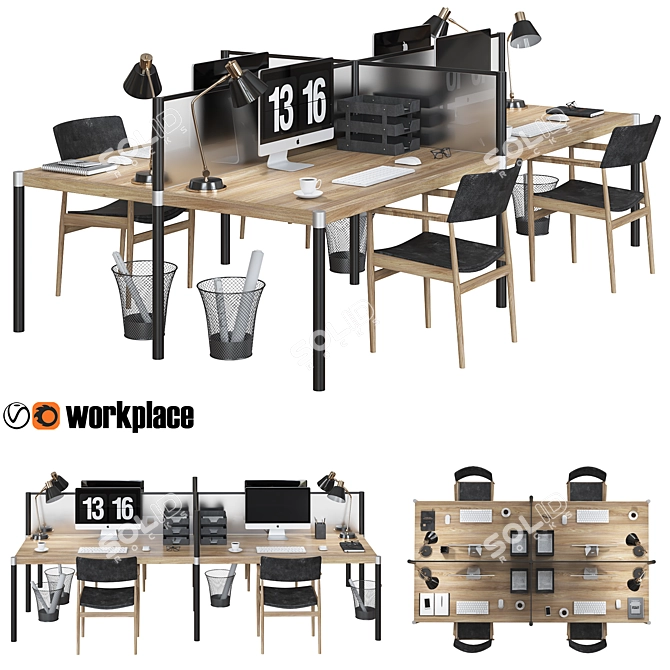 Optimized Office Furniture Set 3D model image 1