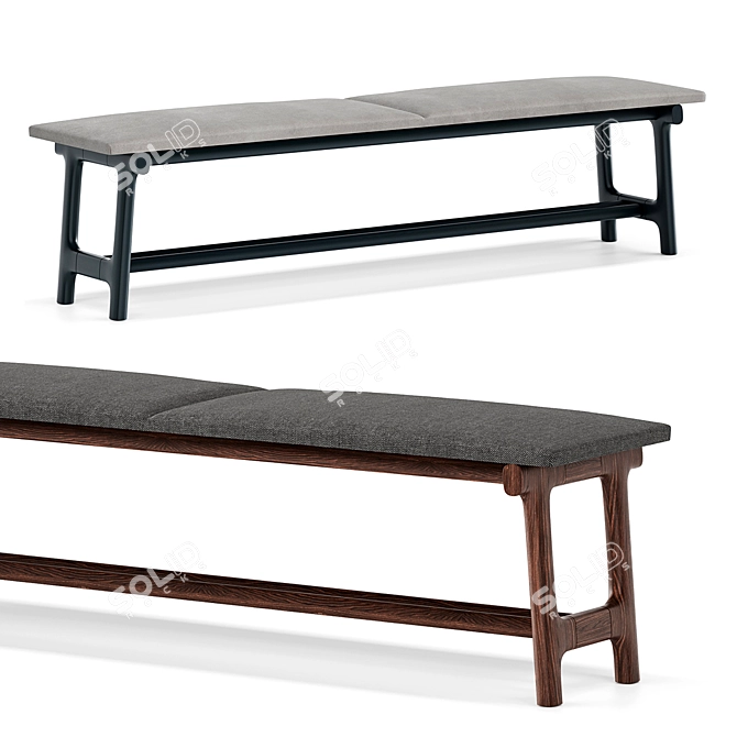 Sleek and Stylish Fushimi Bench 3D model image 2