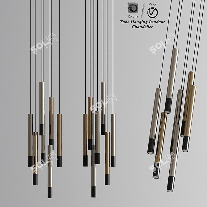 Modern Tube Pendant Chandelier 3D model image 1