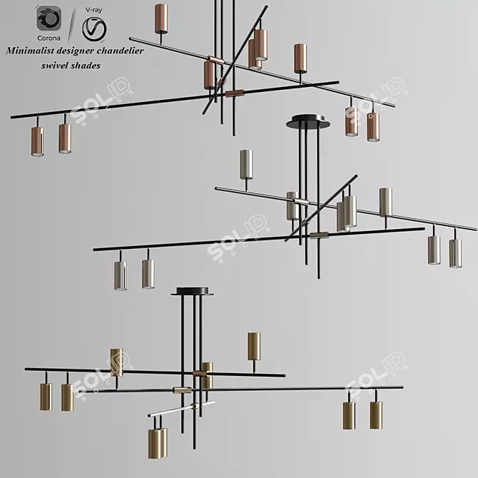 Elegant Swivel Shade Chandelier 3D model image 1