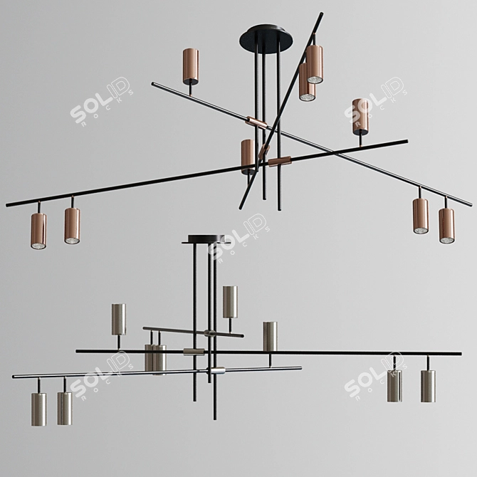 Elegant Swivel Shade Chandelier 3D model image 2