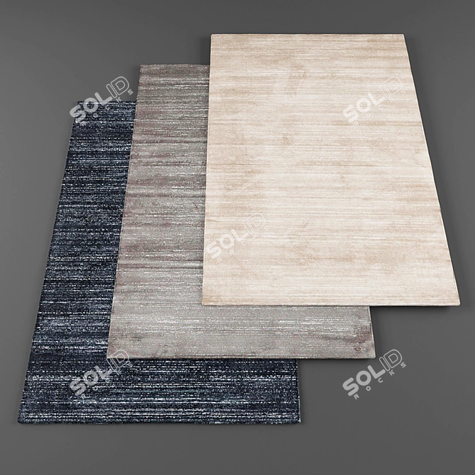 4-Piece Random Carpet Set 3D model image 1