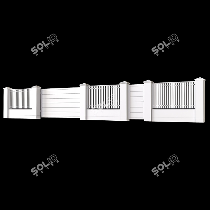 Versatile Brick Fence: Polys: 26k+, Corona Render, Multiple Formats 3D model image 3