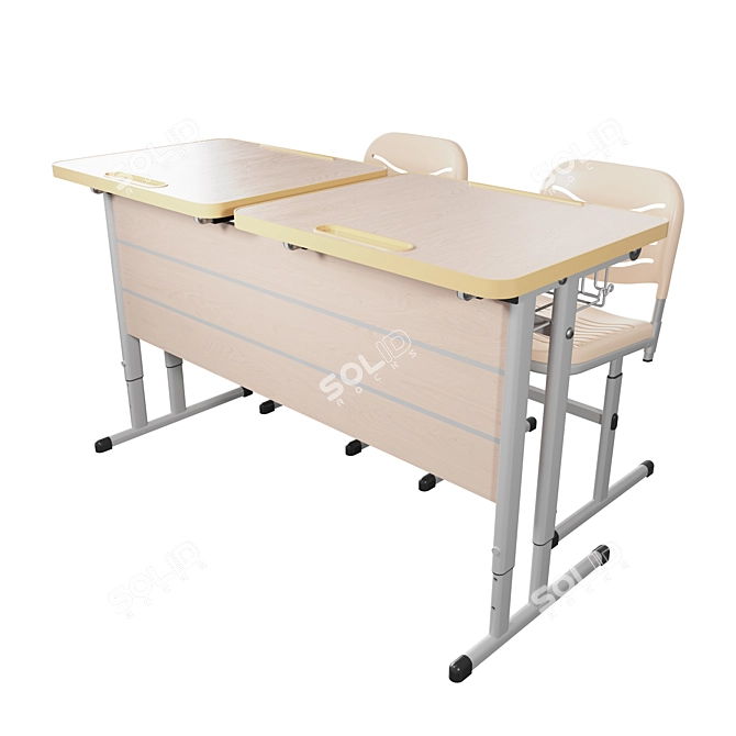 WorkDesk-iLine Double Student Table 3D model image 1