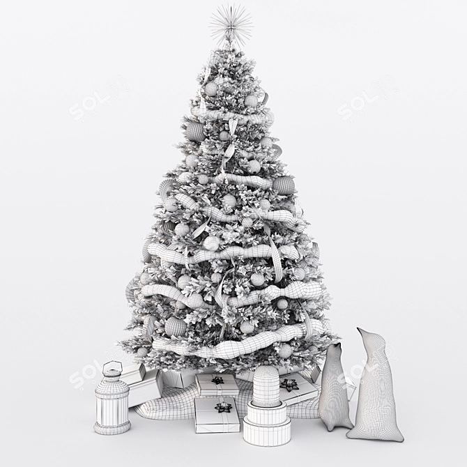 Festive Christmas Tree Set 3D model image 5