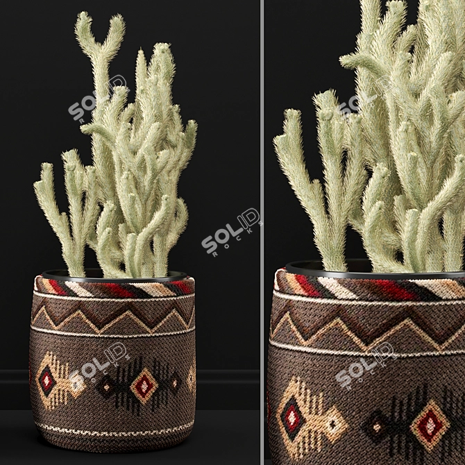 African Pattern Cactus Vase 3D model image 3