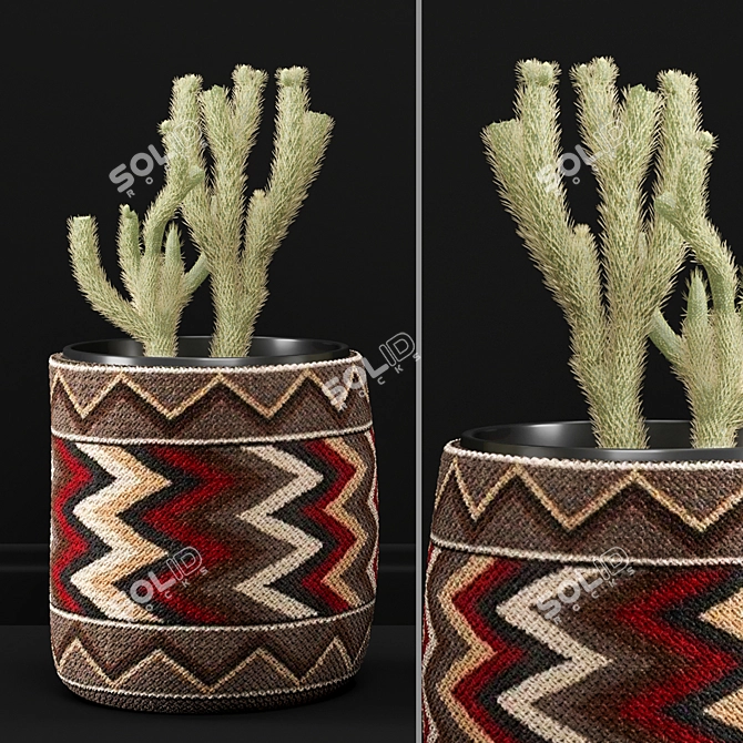 African Pattern Cactus Vase 3D model image 4