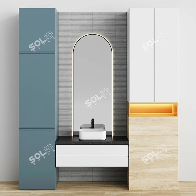 Sleek Bathroom Furniture Set 3D model image 1