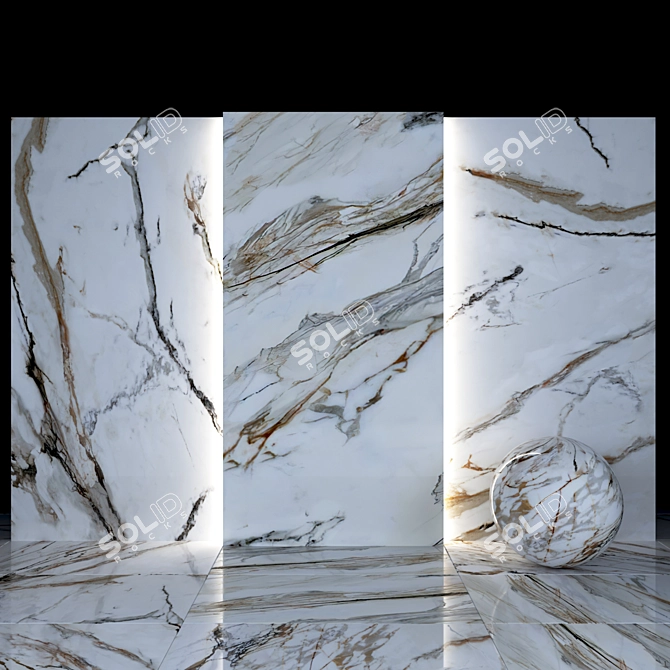 Calacatta Paonazzo 02: Luxury Marble Tiles 3D model image 2