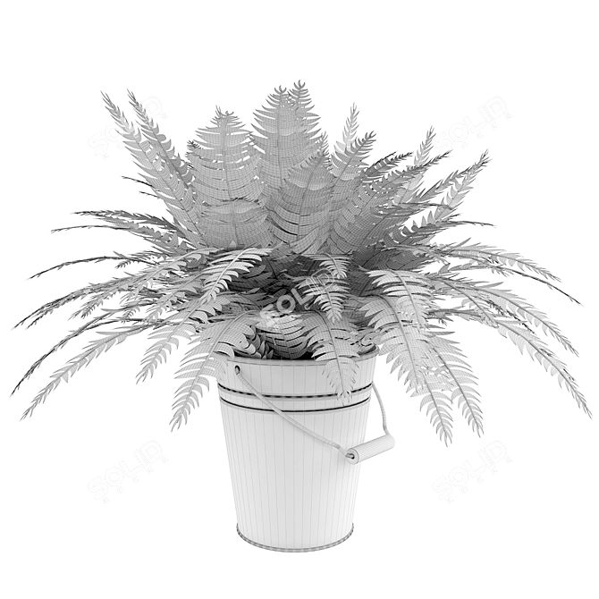 Metal Flower Bucket Planter 3D model image 2