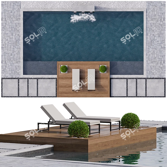 Luxury Pool 3D Model 3D model image 2