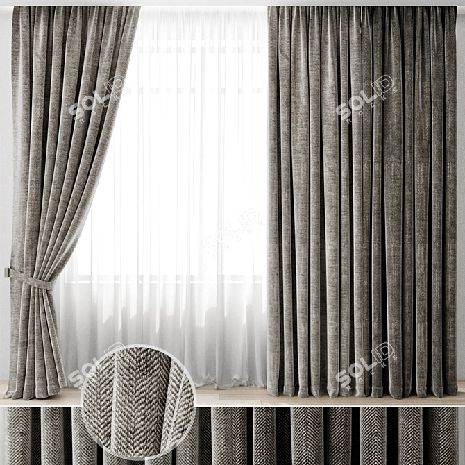 Geo Pattern Window Curtains 3D model image 1