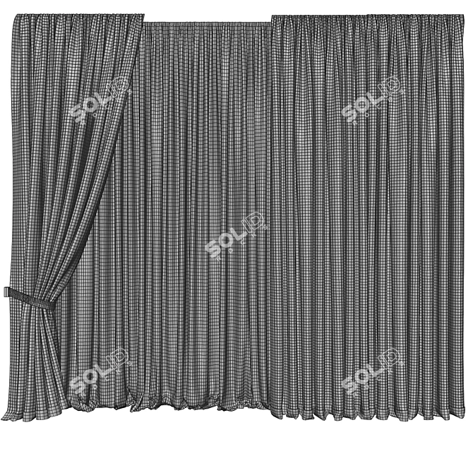 Geo Pattern Window Curtains 3D model image 2