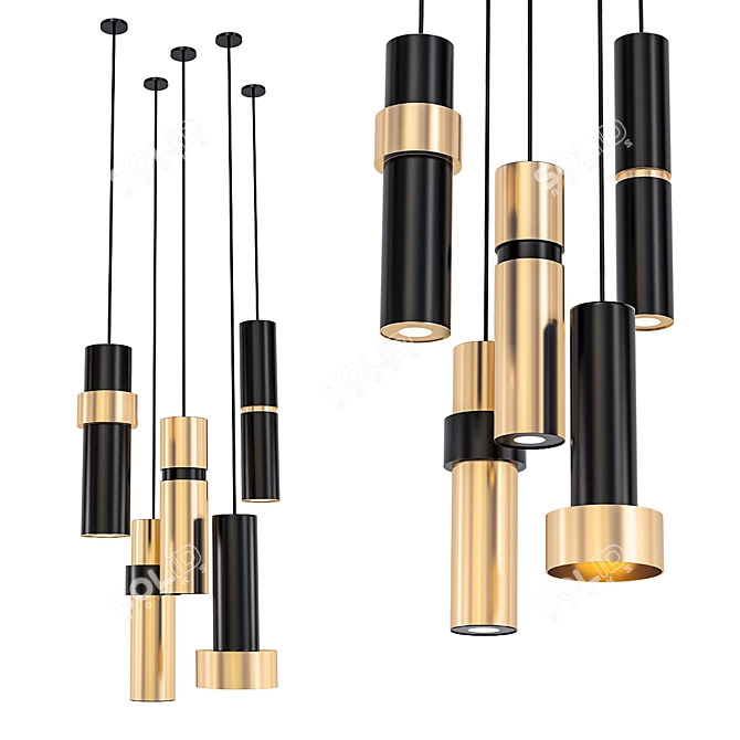 Cylindrical Pendant Lights in Modern Style 3D model image 1