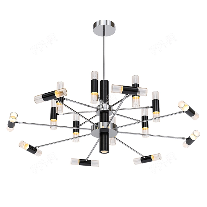 Elegant Black and Gold Ceiling Chandelier 3D model image 1